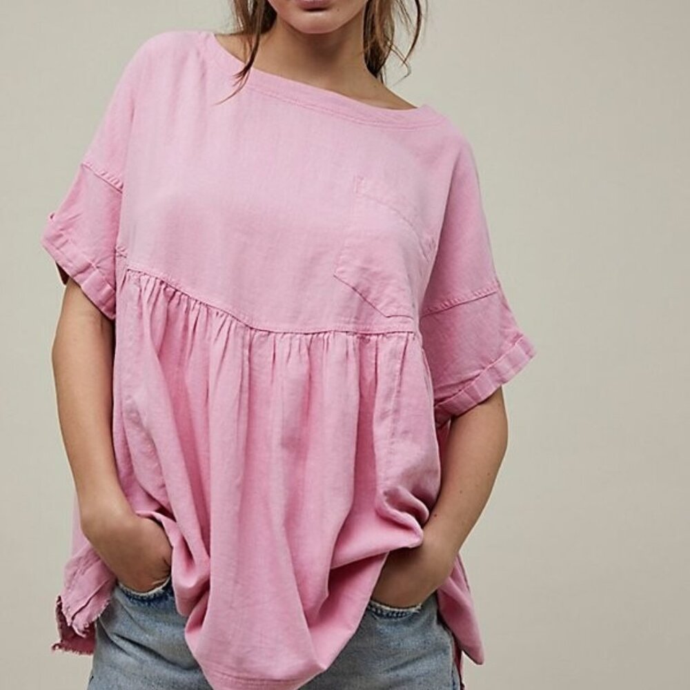 Free People Moon City Top - Lollipop Pink - S